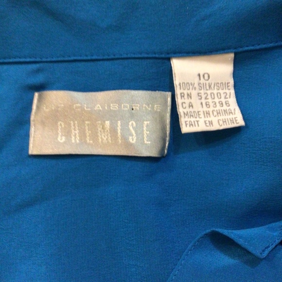 100% Liz Claiborne turquoise silk blouse. Size 10 - Picture 3 of 3